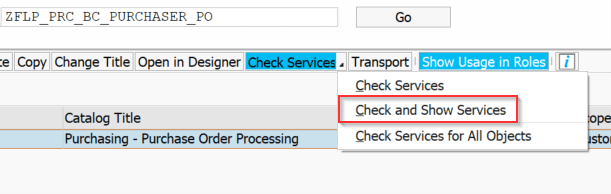 Checking services in SAP fiori business catalogue