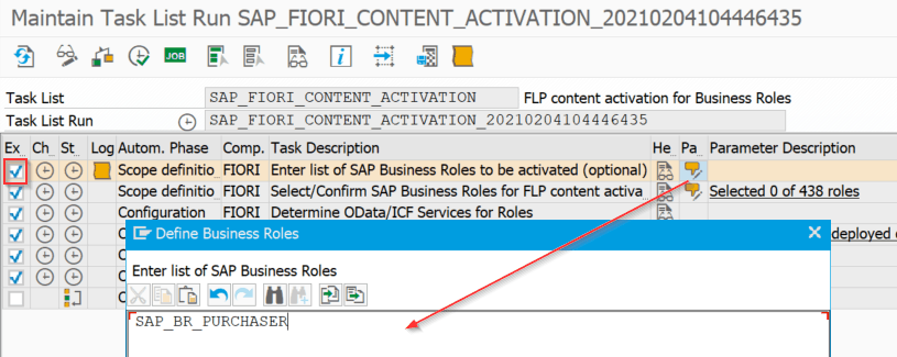 SAP Fiori app business role identified in the ‘Scoping’ section