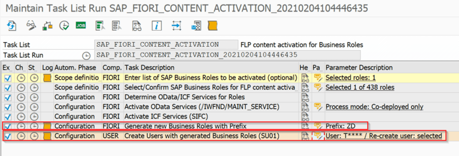 Inside of the test user details specifying an initial password and foundation role for generic Fiori access