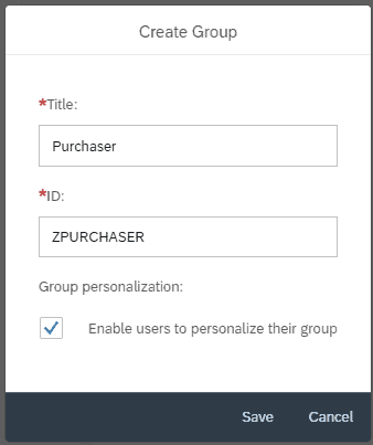 SAP fiori designer group creation