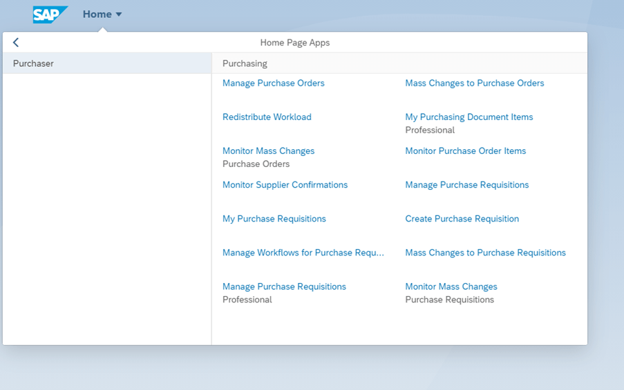 All available apps in SAP Fiori launchpad