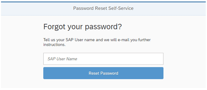 SAP password reset